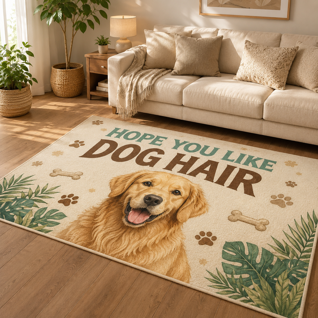 Custom Photo Stripe Dog Area Rug | Gift For Dog Lovers
