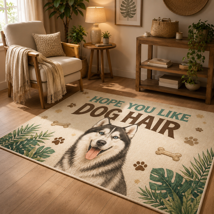 Custom Photo Stripe Dog Area Rug | Gift For Dog Lovers