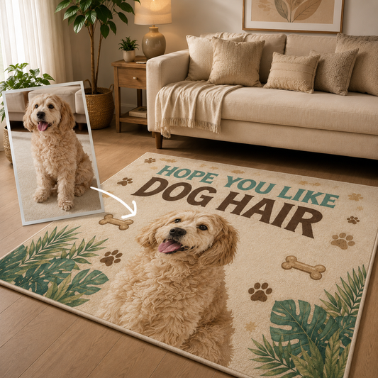 Custom Photo Stripe Dog Area Rug | Gift For Dog Lovers
