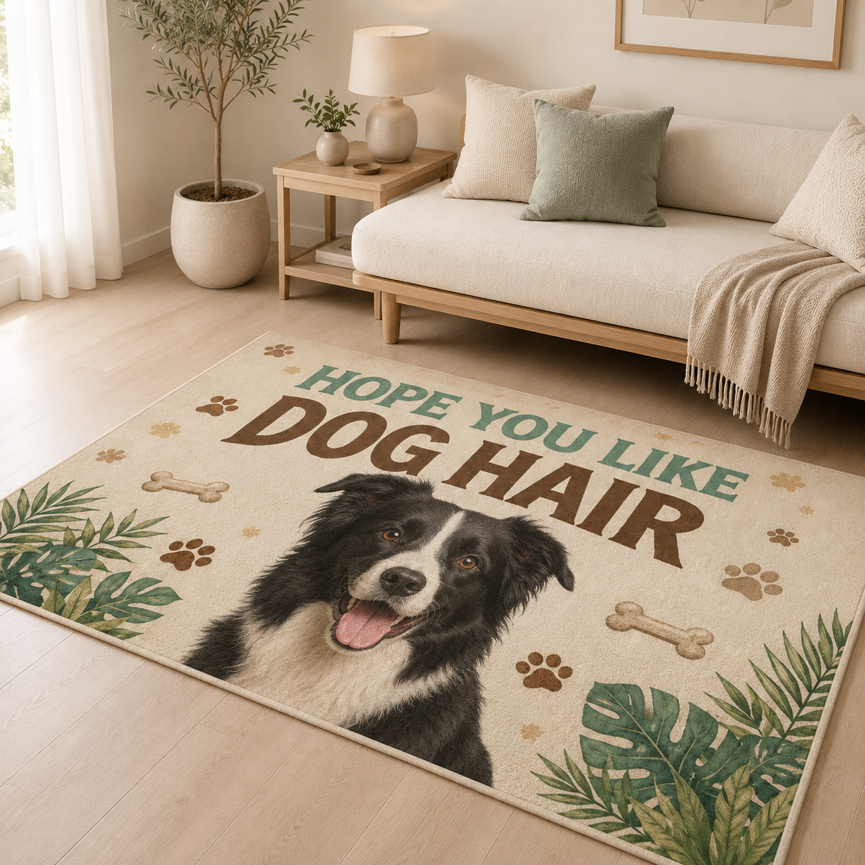 Custom Photo Stripe Dog Area Rug | Gift For Dog Lovers