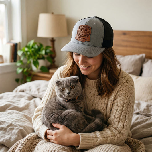 Custom Photo Cat Leather Patch Trucker Hat – Photo Cat Trucker Hat | Cat Memorial Gifts | Gift For Cat Lovers