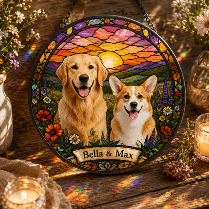 Custom Photo Dog Stained Glass Suncatcher – Custom Dog Lover Gifts | Gift For Dog Lover