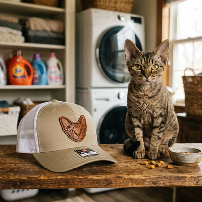 Custom Photo Cat Leather Patch Trucker Hat – Photo Cat Trucker Hat | Cat Memorial Gifts | Gift For Cat Lovers