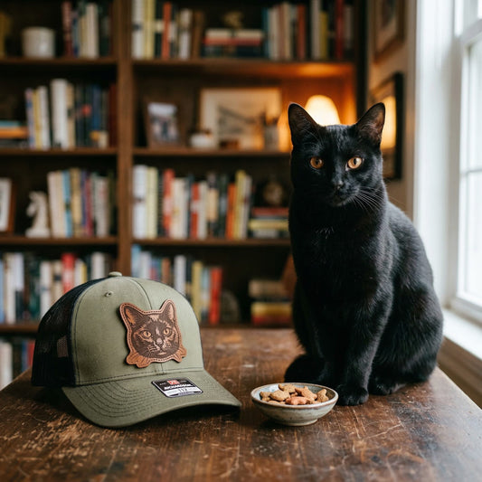 Custom Photo Cat Leather Patch Trucker Hat – Photo Cat Trucker Hat | Cat Memorial Gifts | Gift For Cat Lovers