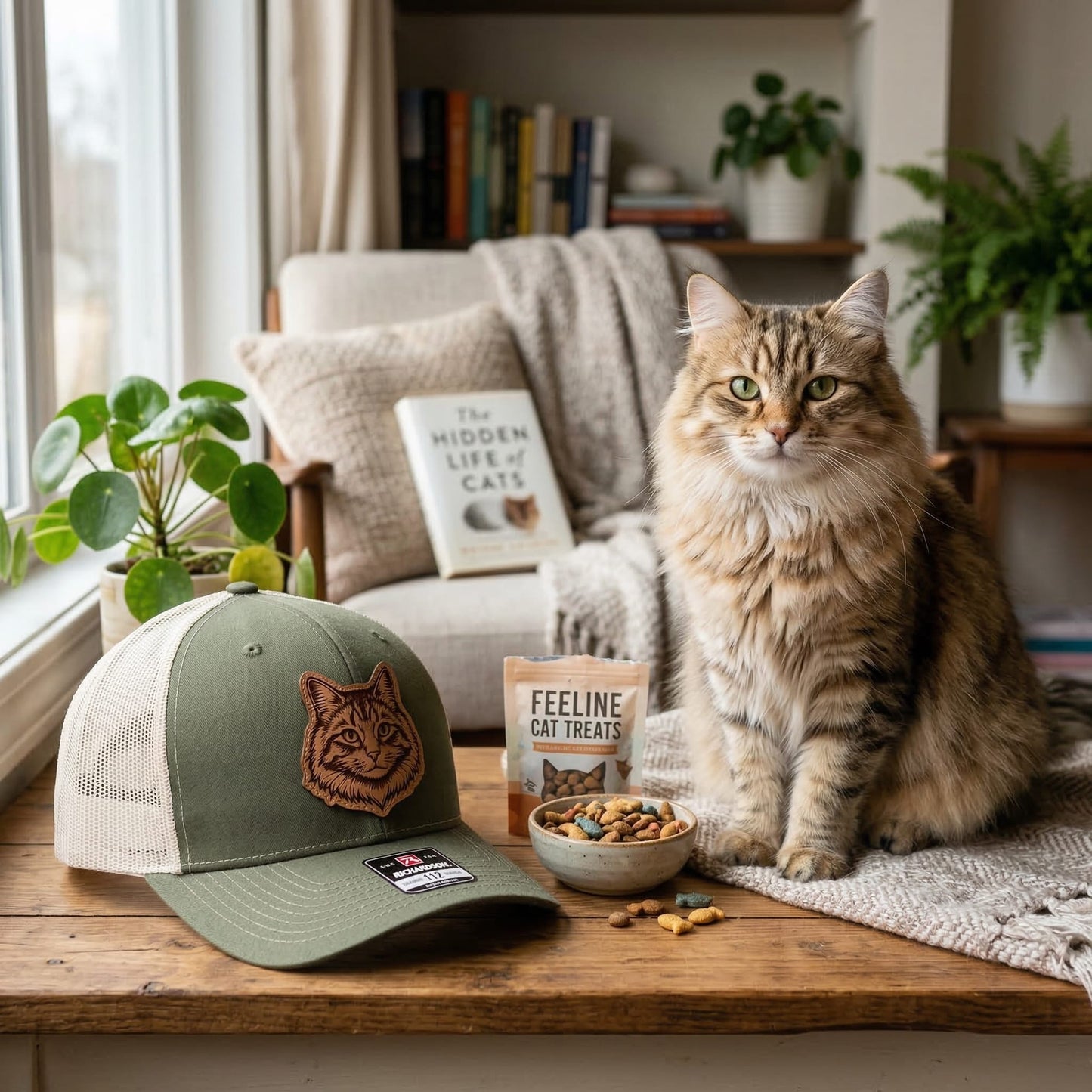 Custom Photo Cat Leather Patch Trucker Hat – Photo Cat Trucker Hat | Cat Memorial Gifts | Gift For Cat Lovers