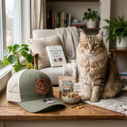 Custom Photo Cat Leather Patch Trucker Hat – Photo Cat Trucker Hat | Cat Memorial Gifts | Gift For Cat Lovers
