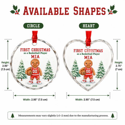 Basketball Glass Ornament - First Christmas Player