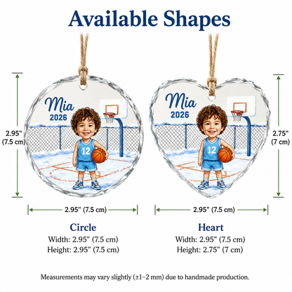 Custom Photo Sport Glass Ornament Basketball Winter Cartoon