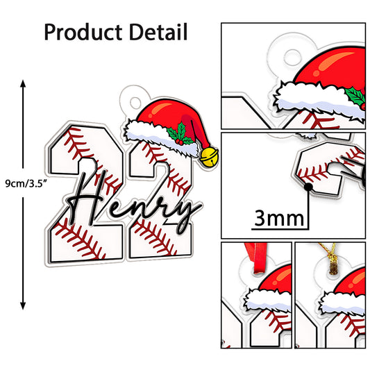 Custom Name And Number Baseball Christmas Acrylic Ornament Christmas Gift