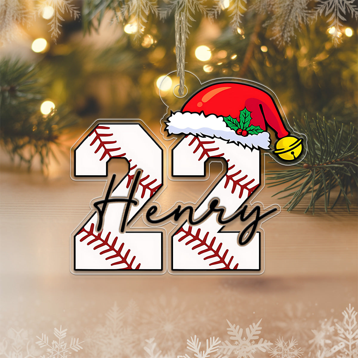 Custom Name And Number Baseball Christmas Acrylic Ornament Christmas Gift