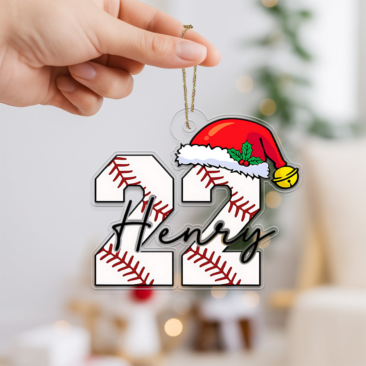 Custom Name And Number Baseball Christmas Acrylic Ornament Christmas Gift