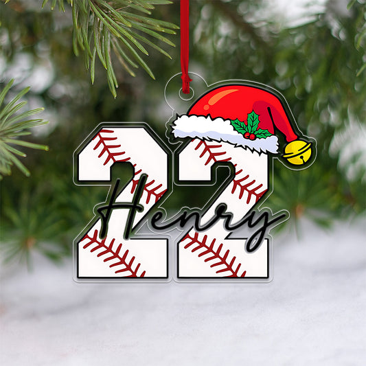 Custom Name And Number Baseball Christmas Acrylic Ornament Christmas Gift
