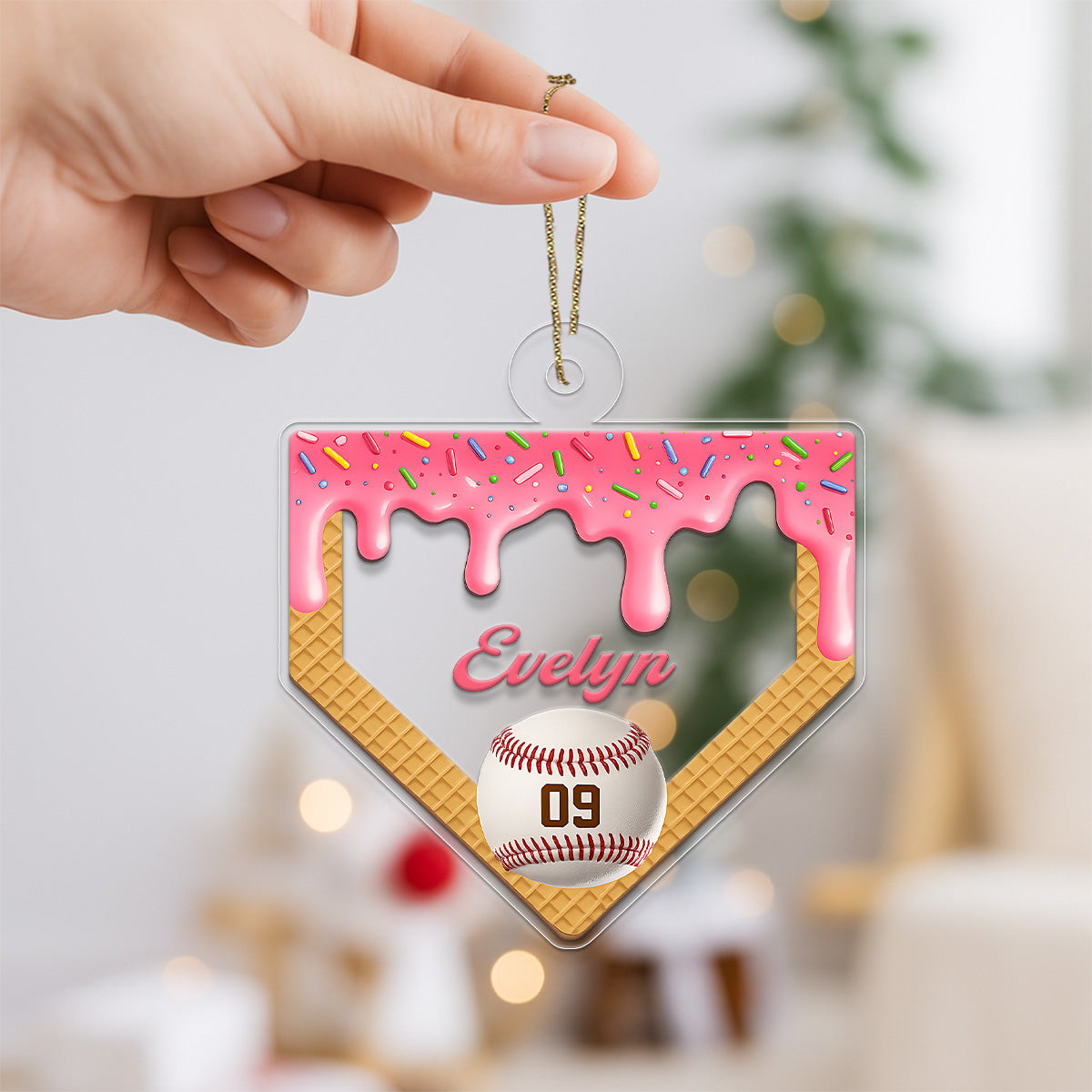 Custom Name And Number Baseball  For Girl Acrylic Ornament Christmas Gift