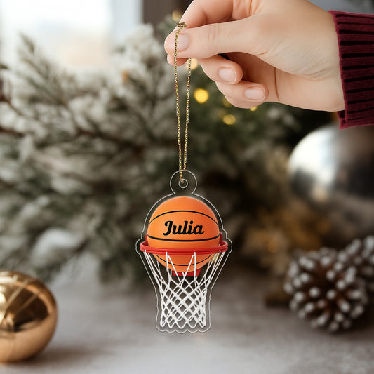 Custom Name Basketball Basket Acrylic Ornament Christmas Gift