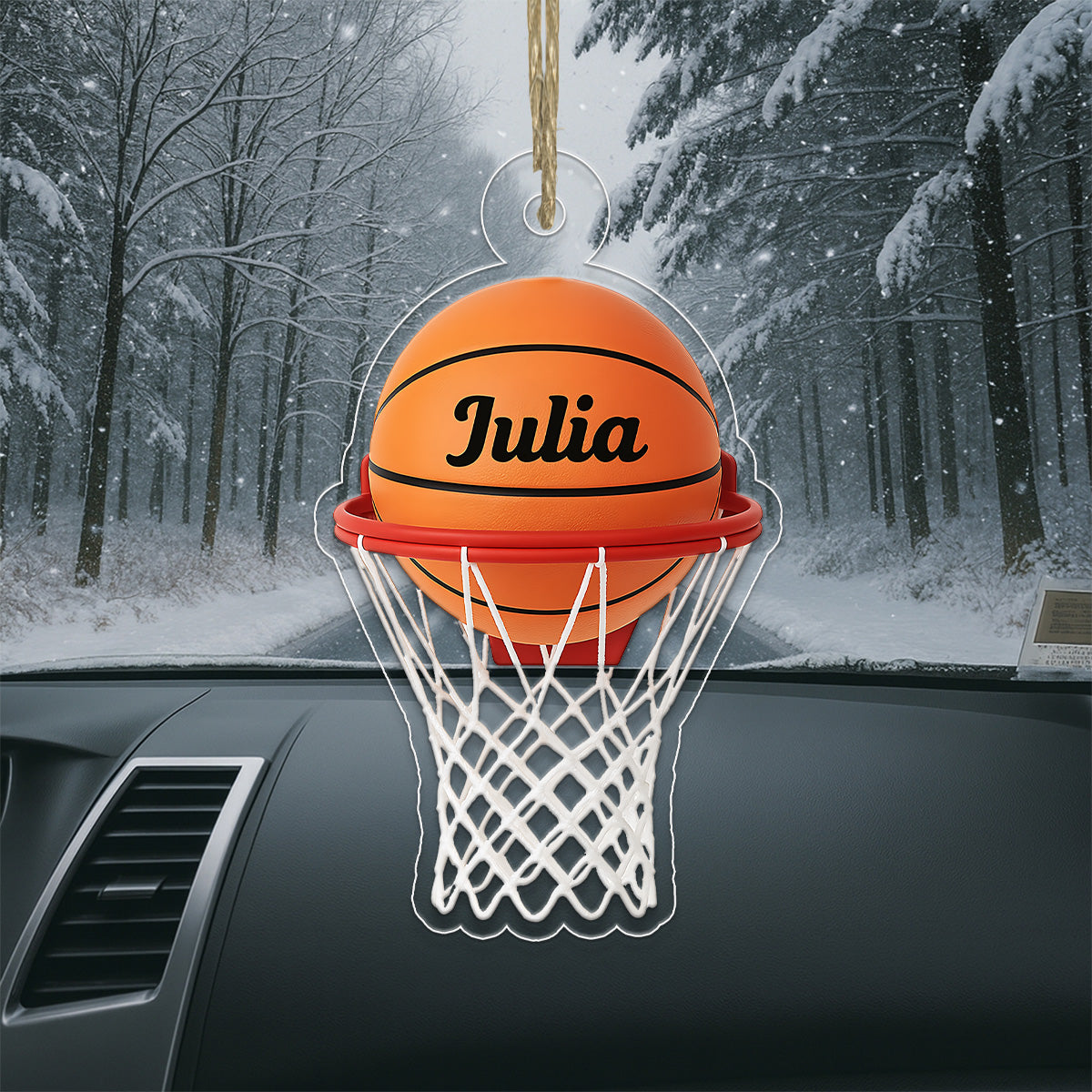 Custom Name Basketball Basket Acrylic Ornament Christmas Gift
