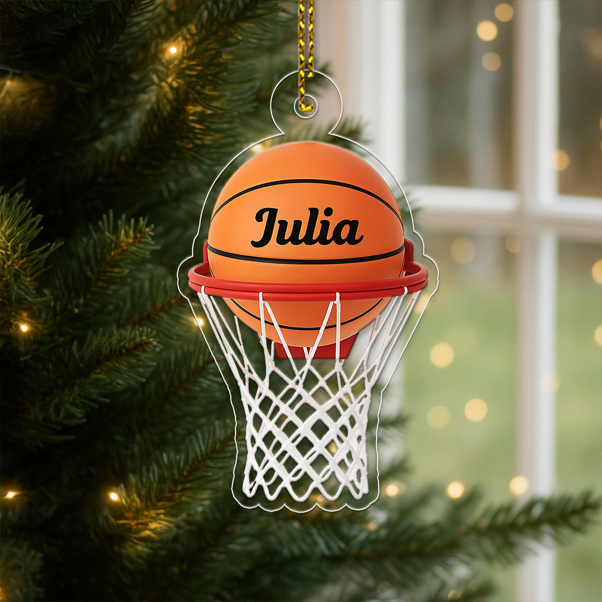 Custom Name Basketball Basket Acrylic Ornament Christmas Gift