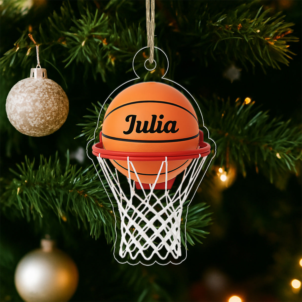 Custom Name Basketball Basket Acrylic Ornament Christmas Gift