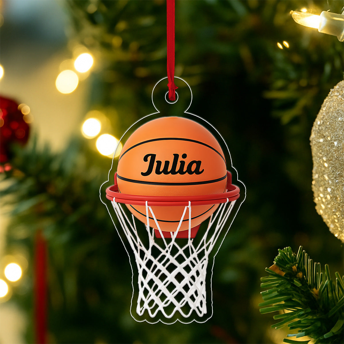 Custom Name Basketball Basket Acrylic Ornament Christmas Gift