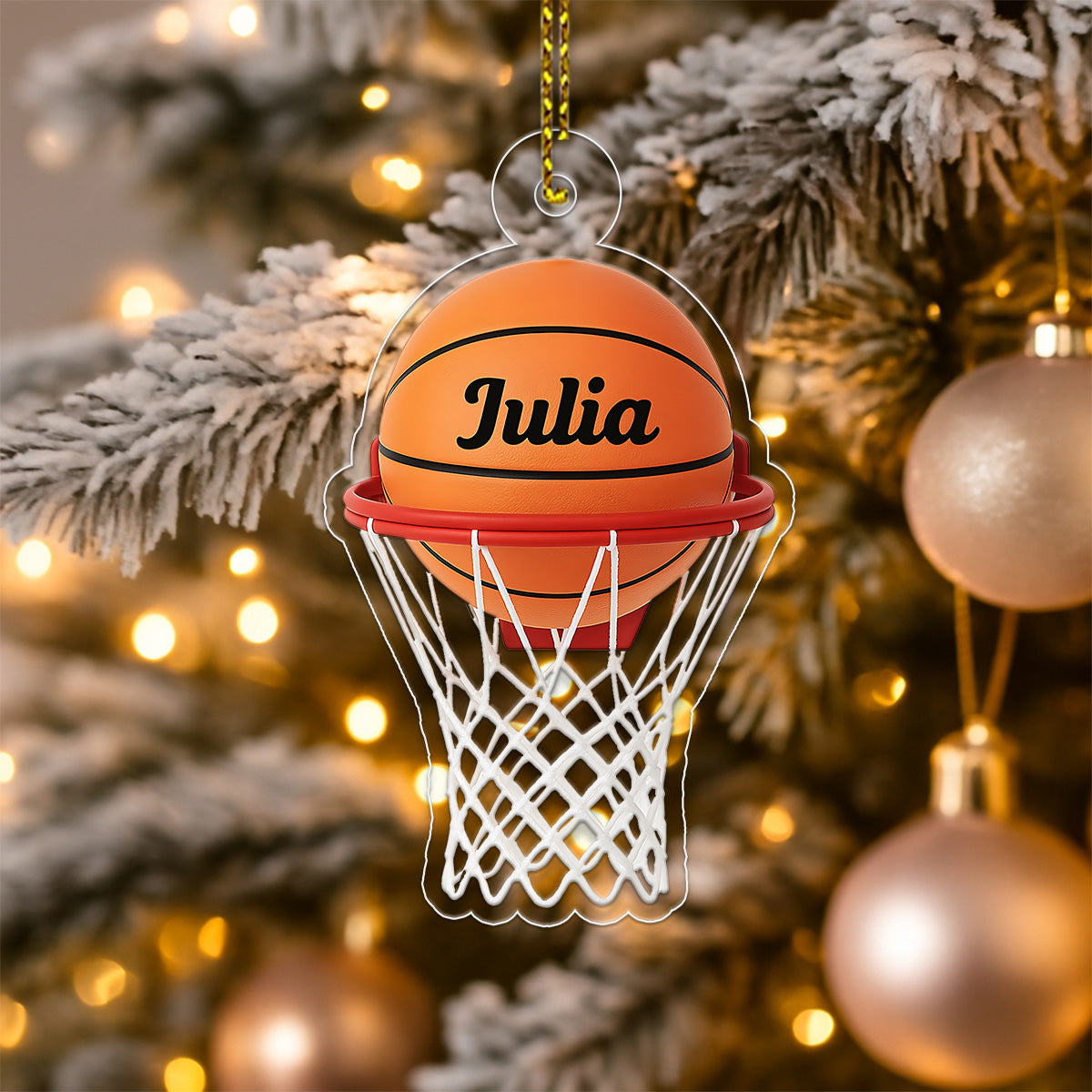 Custom Name Basketball Basket Acrylic Ornament Christmas Gift