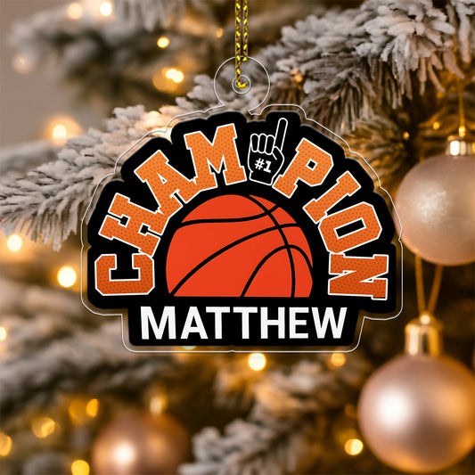 Custom Name Basketball Champion Acrylic Ornament Christmas Gift