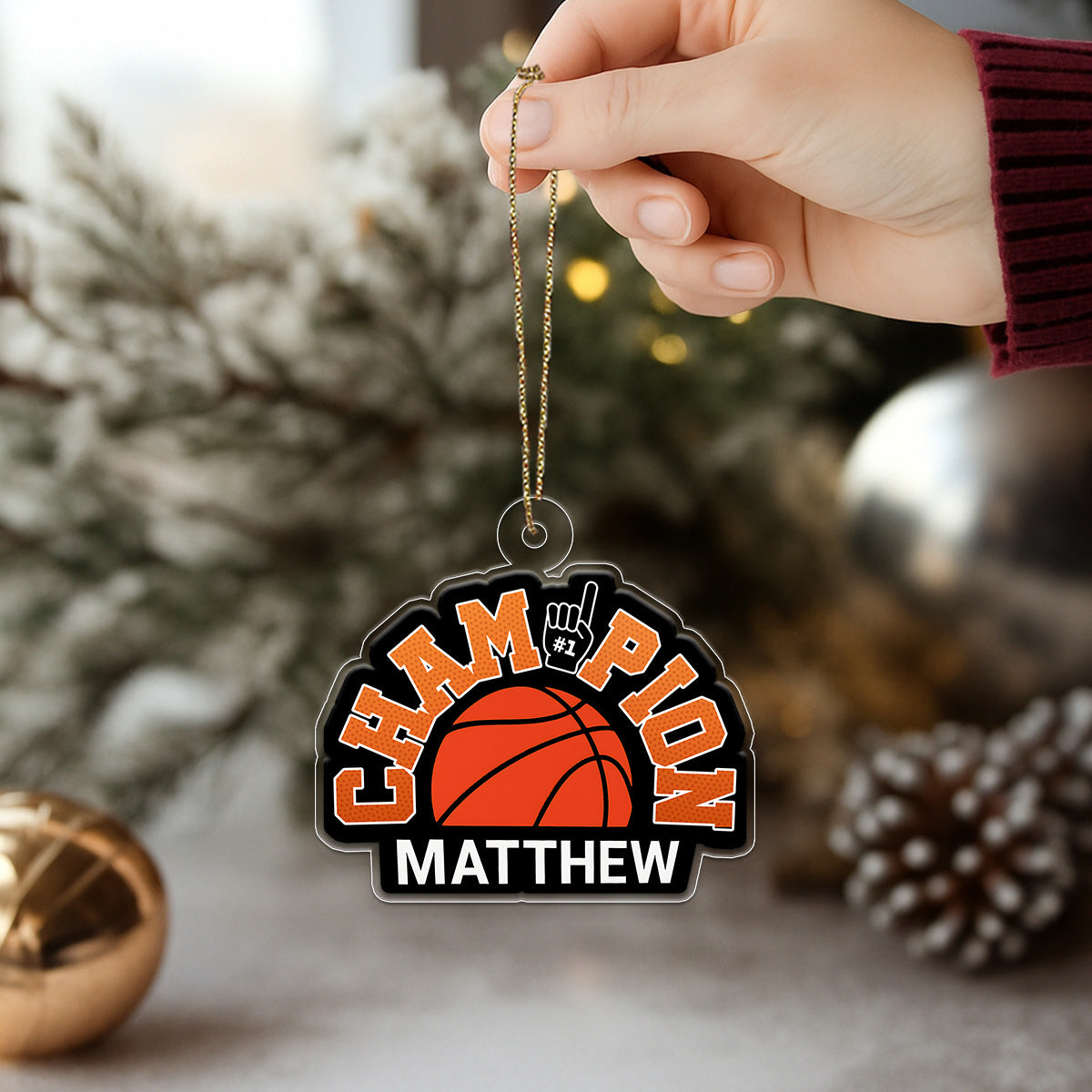 Custom Name Basketball Champion Acrylic Ornament Christmas Gift