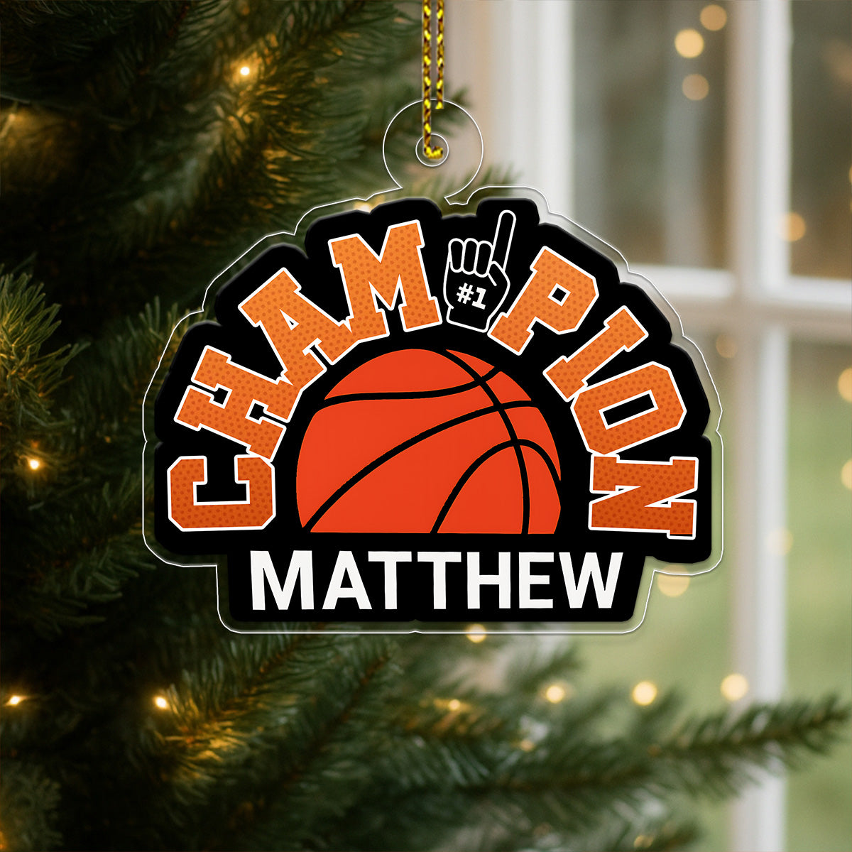 Custom Name Basketball Champion Acrylic Ornament Christmas Gift