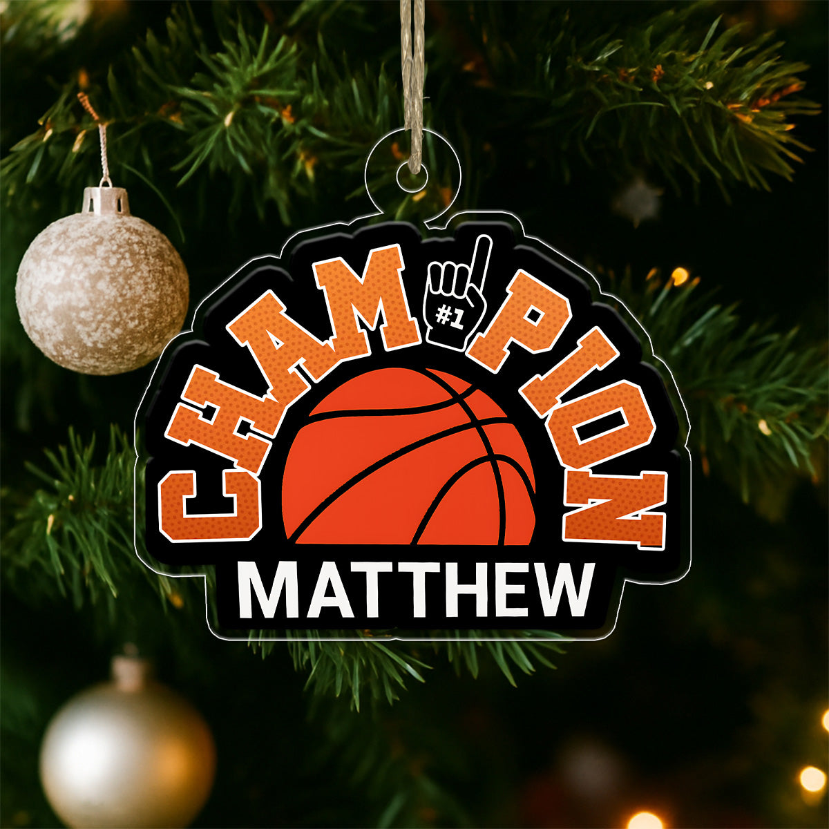 Custom Name Basketball Champion Acrylic Ornament Christmas Gift
