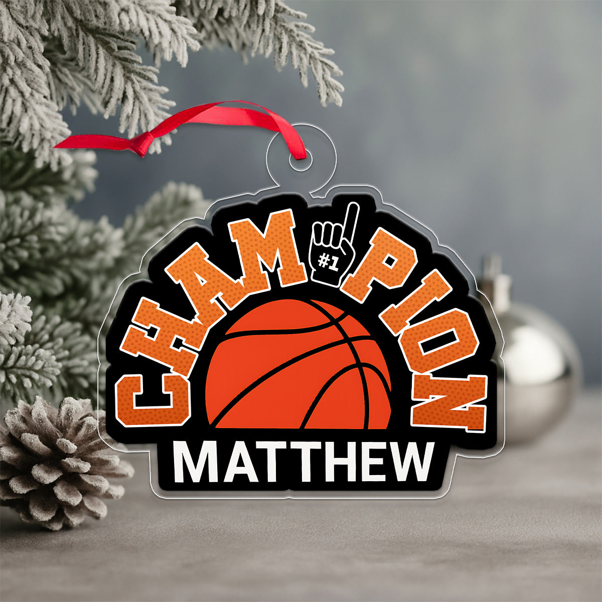 Custom Name Basketball Champion Acrylic Ornament Christmas Gift