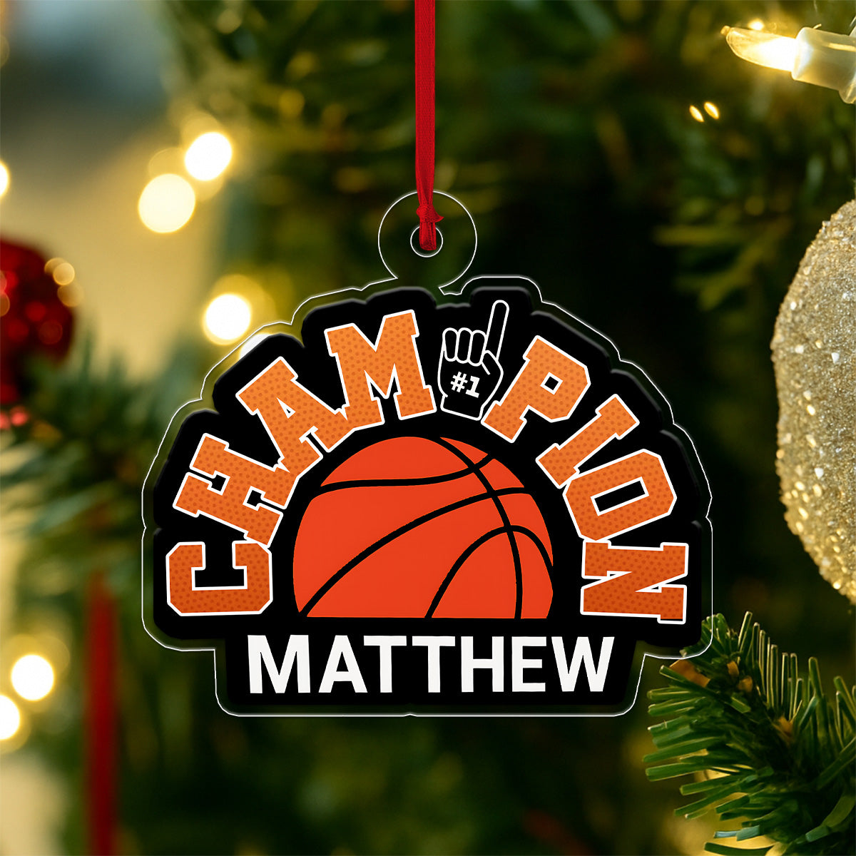 Custom Name Basketball Champion Acrylic Ornament Christmas Gift