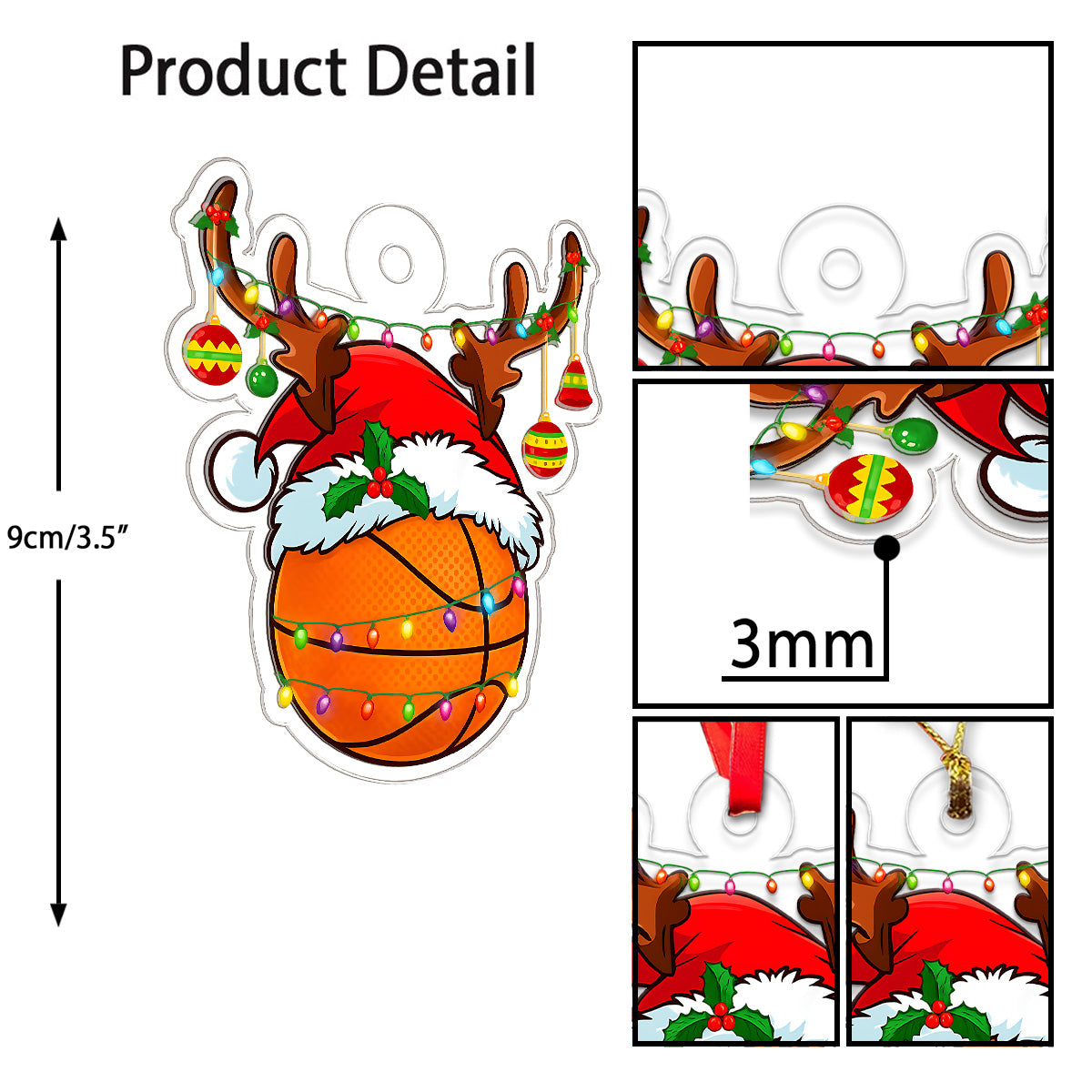 Custom Name Basketball Christmas Acrylic Ornament Christmas Gift