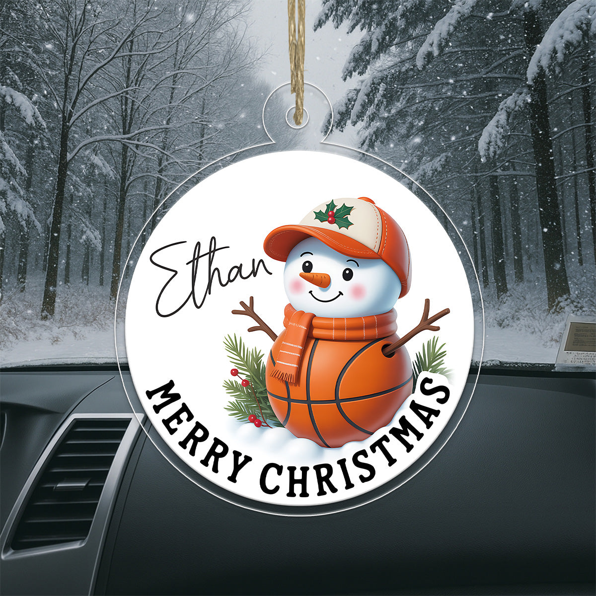 Custom Name Basketball Snowman Acrylic Ornament Christmas Gift