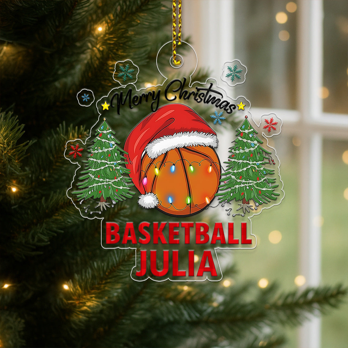 Custom Name Basketball Vintage Acrylic Ornament Christmas Gift