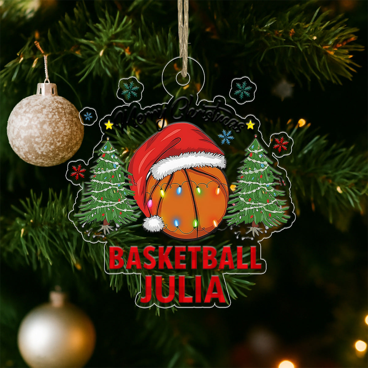 Custom Name Basketball Vintage Acrylic Ornament Christmas Gift