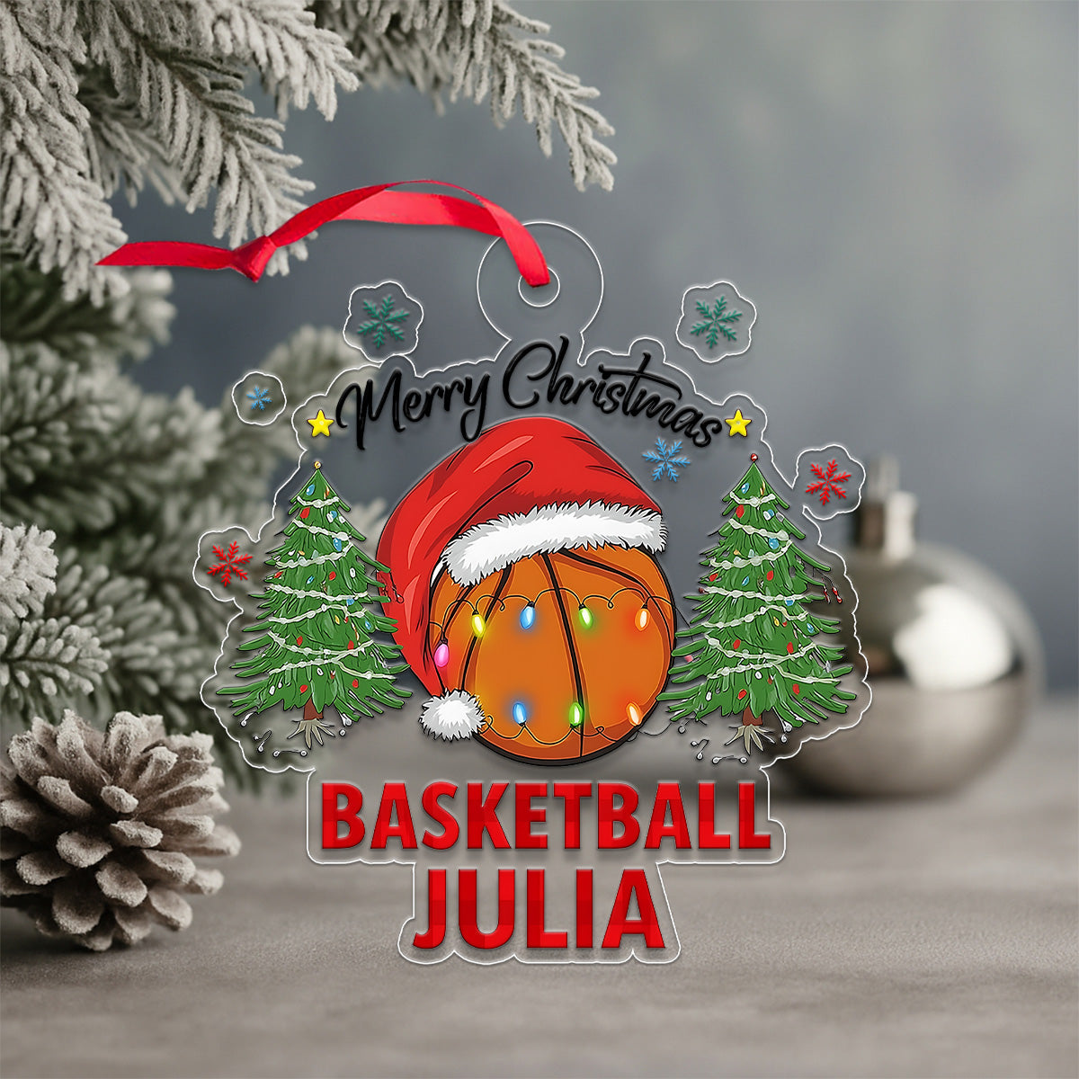 Custom Name Basketball Vintage Acrylic Ornament Christmas Gift