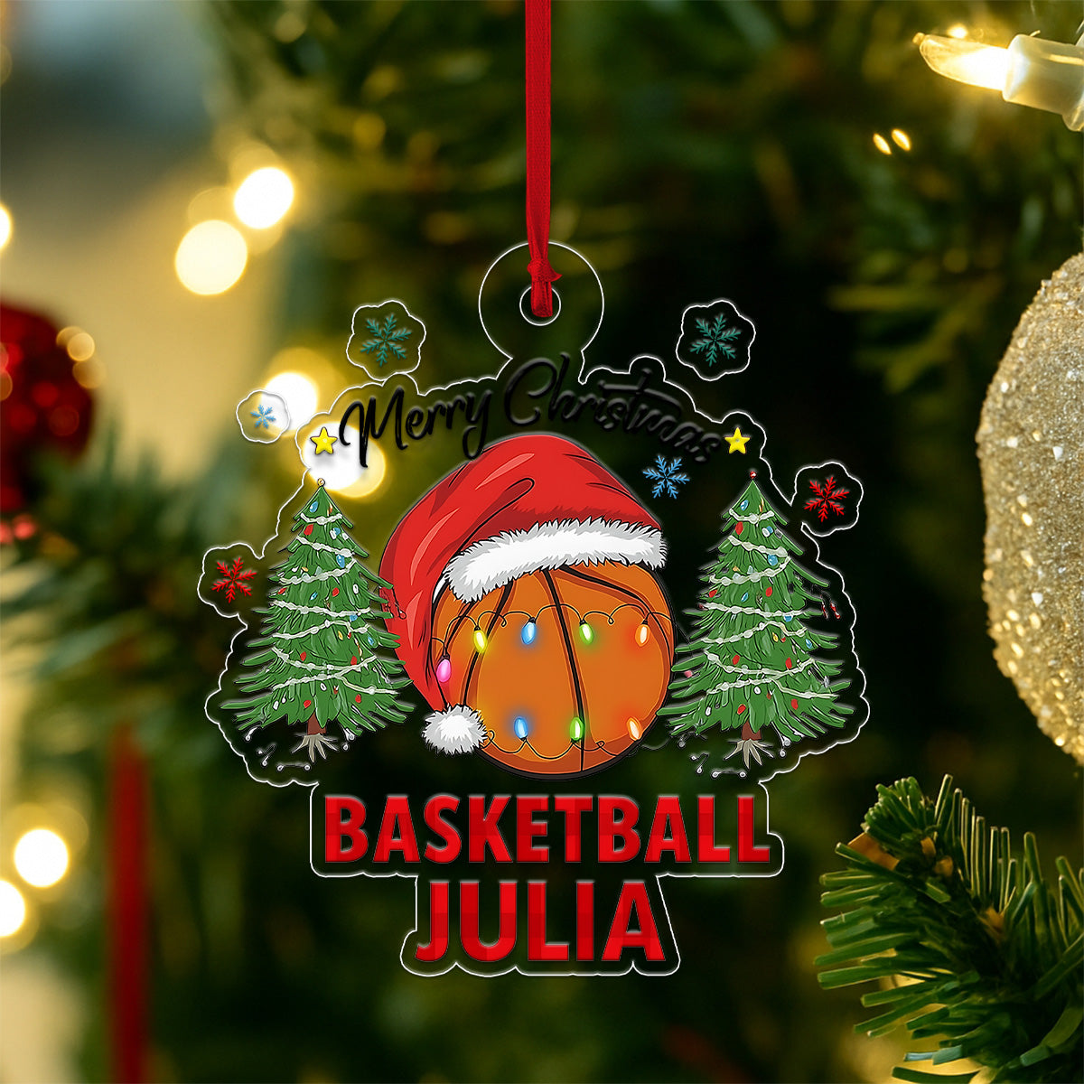 Custom Name Basketball Vintage Acrylic Ornament Christmas Gift