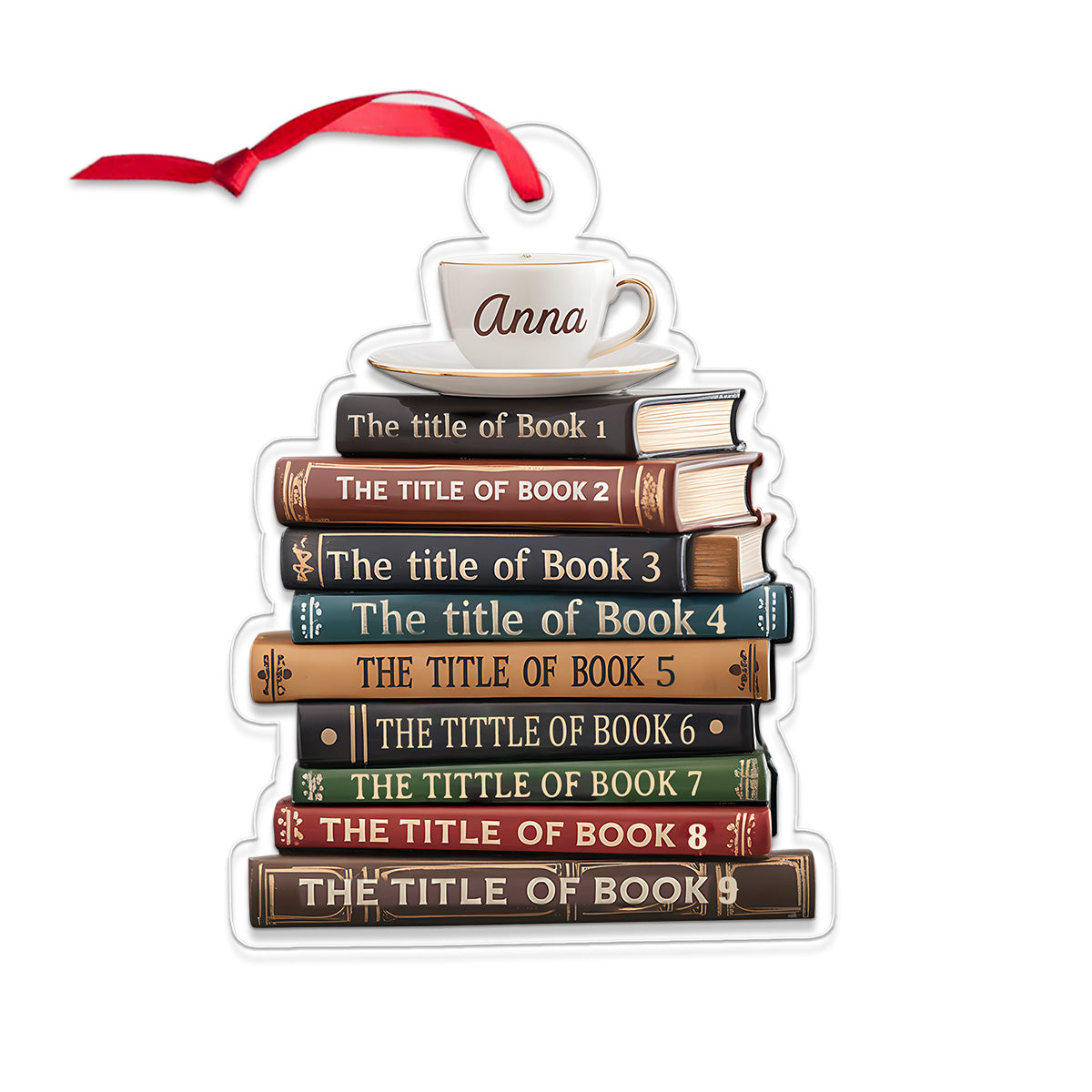 Custom Name Bookworm For Book And Coffee Lover Acrylic Ornament Christmas Gift