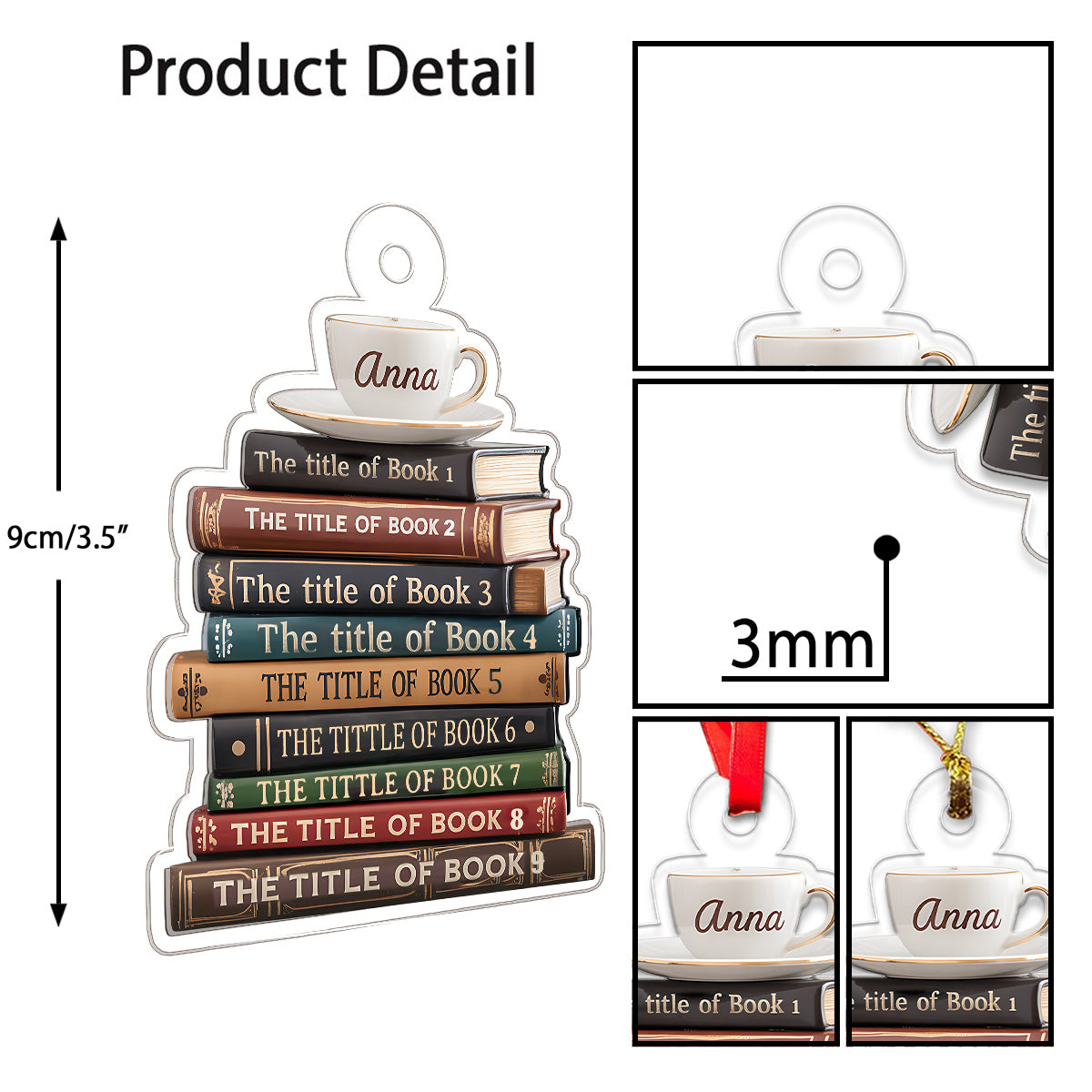 Custom Name Bookworm For Book And Coffee Lover Acrylic Ornament Christmas Gift