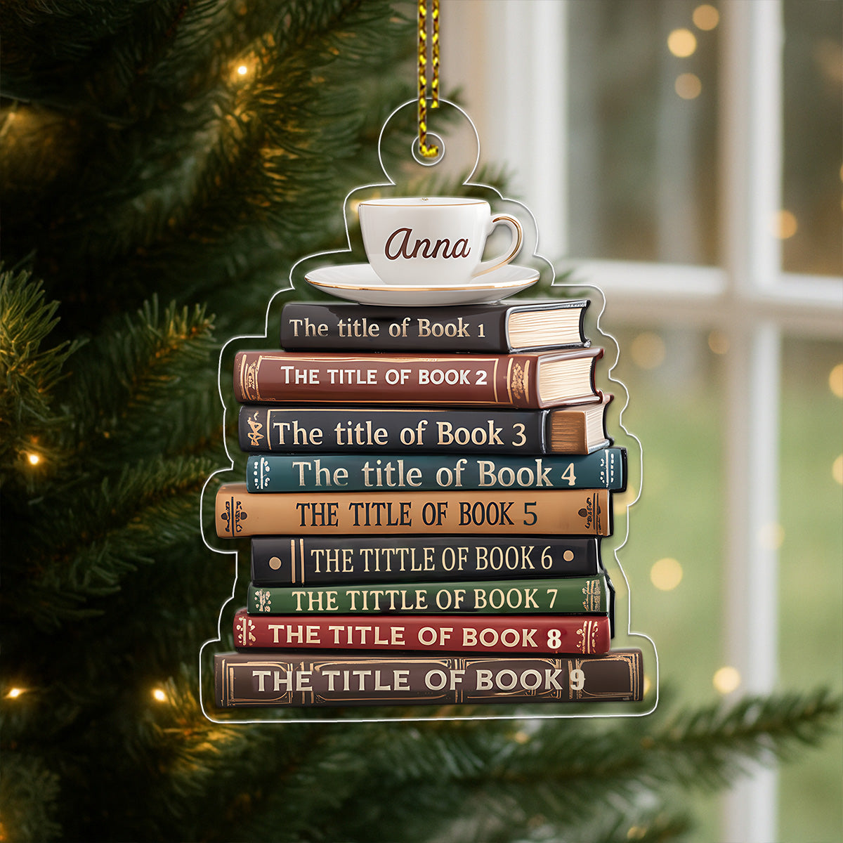 Custom Name Bookworm For Book And Coffee Lover Acrylic Ornament Christmas Gift