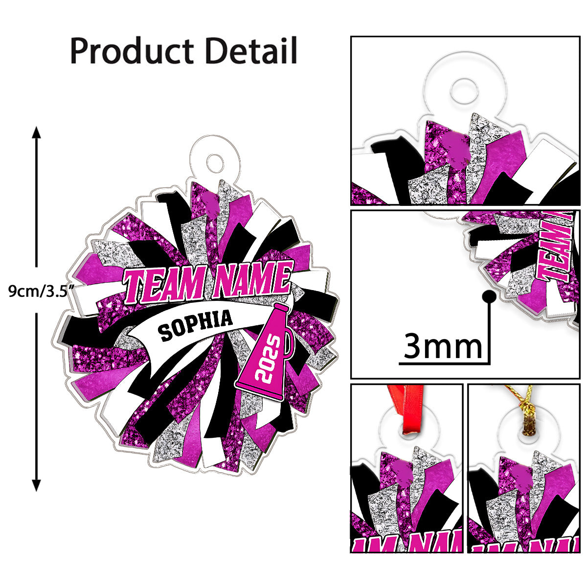 Custom Name Cheerleading 2025 Acrylic Ornament Christmas Gift