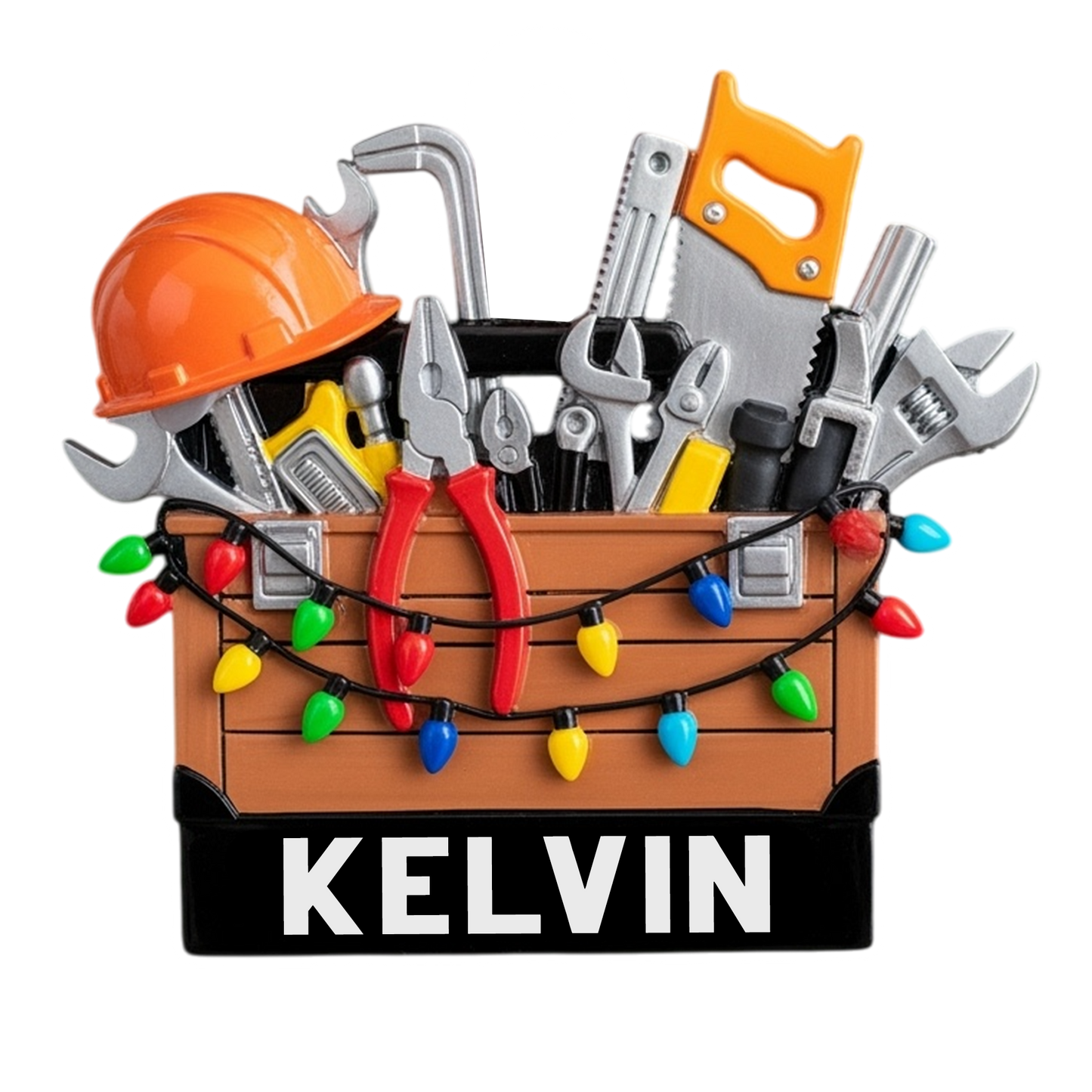 Custom Name Construction Worker Christmas Light Mechanic Tools