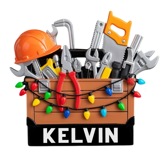 Custom Name Construction Worker Christmas Light Mechanic Tools