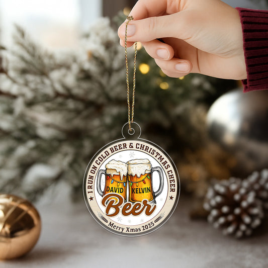 Custom Name Couple Beer Friendship Acrylic Ornament Christmas Gift