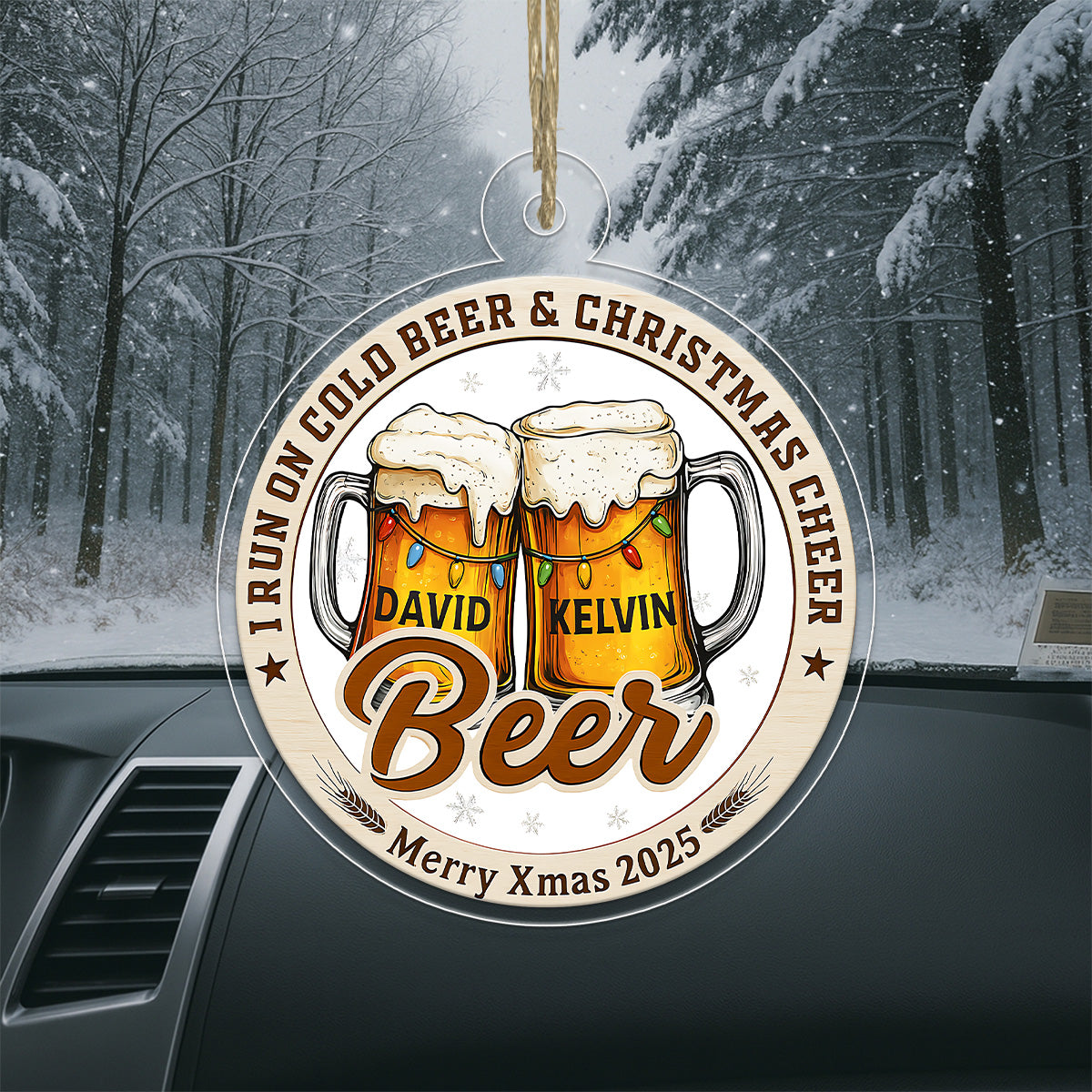Custom Name Couple Beer Friendship Acrylic Ornament Christmas Gift