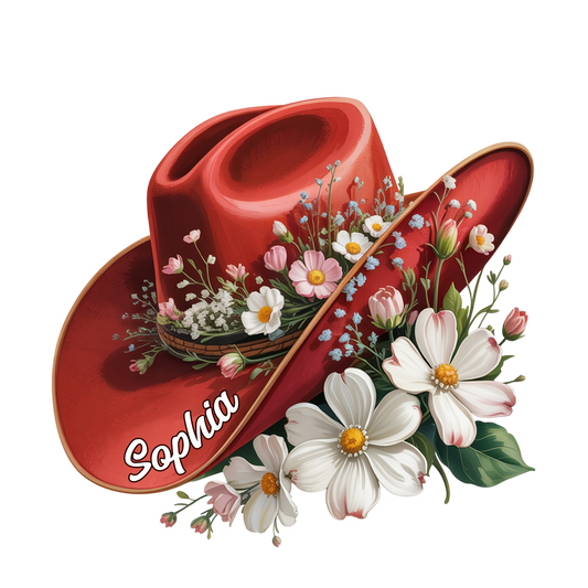 Custom Name Cowboy Hat Floral