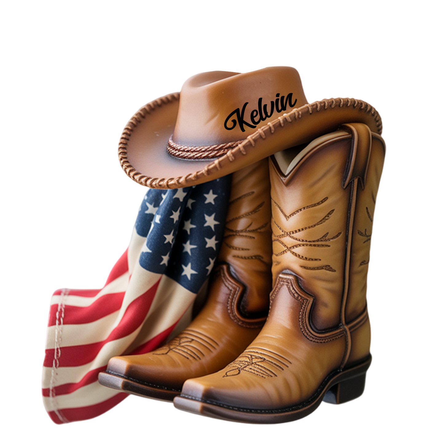 Custom Name Cowboy USA Flag