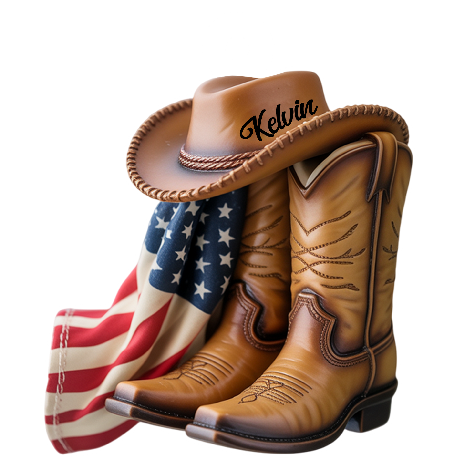Custom Name Cowboy USA Flag