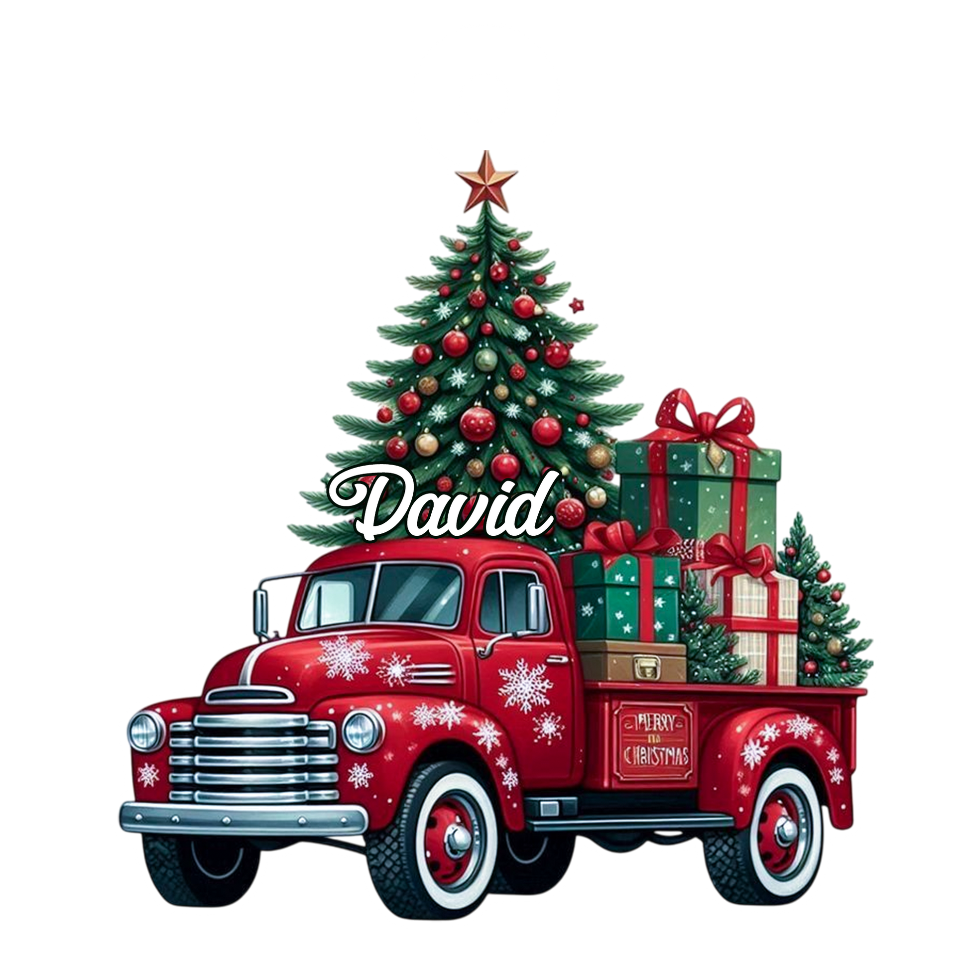 Custom Name Farm Truck Car Xmas Tree