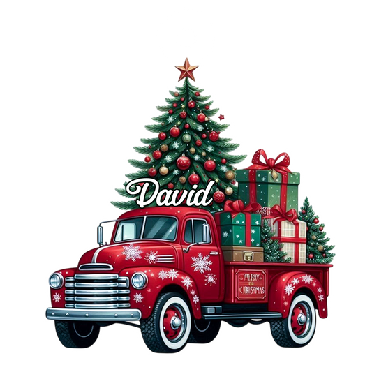 Custom Name Farm Truck Car Xmas Tree