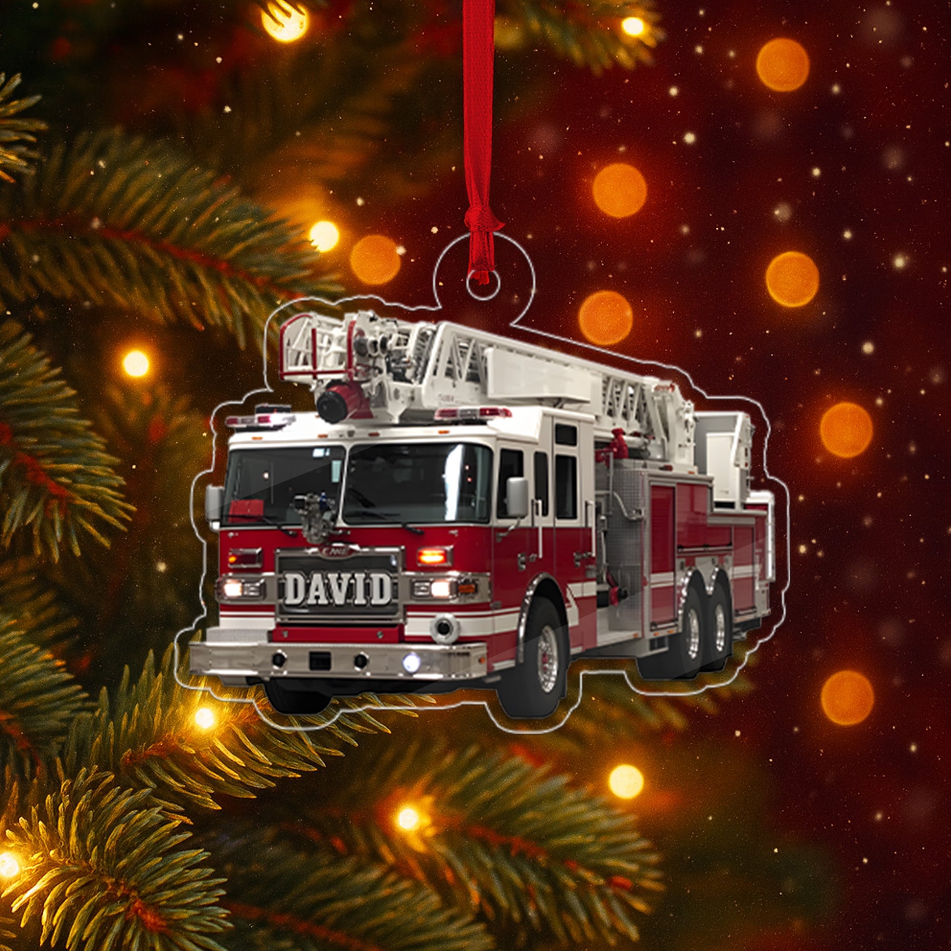 Custom Name Fire Truck Christmas