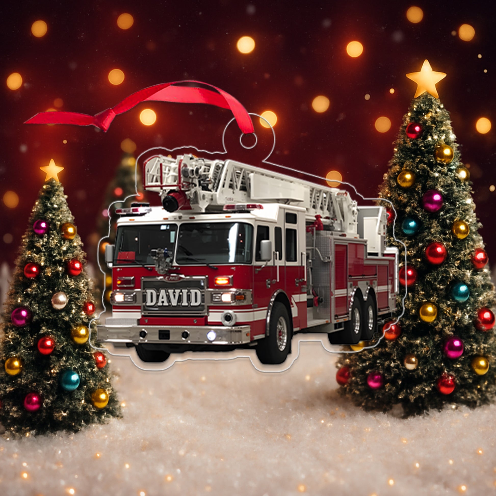 Custom Name Fire Truck Christmas